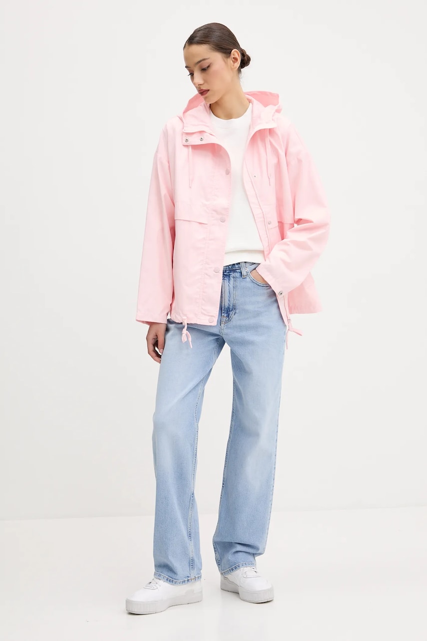 Куртка Tommy Jeans цвет розовый переходная oversize DW0DW20231 Куртка Tommy Jeans цвет розовый переходная oversize DW0DW20231