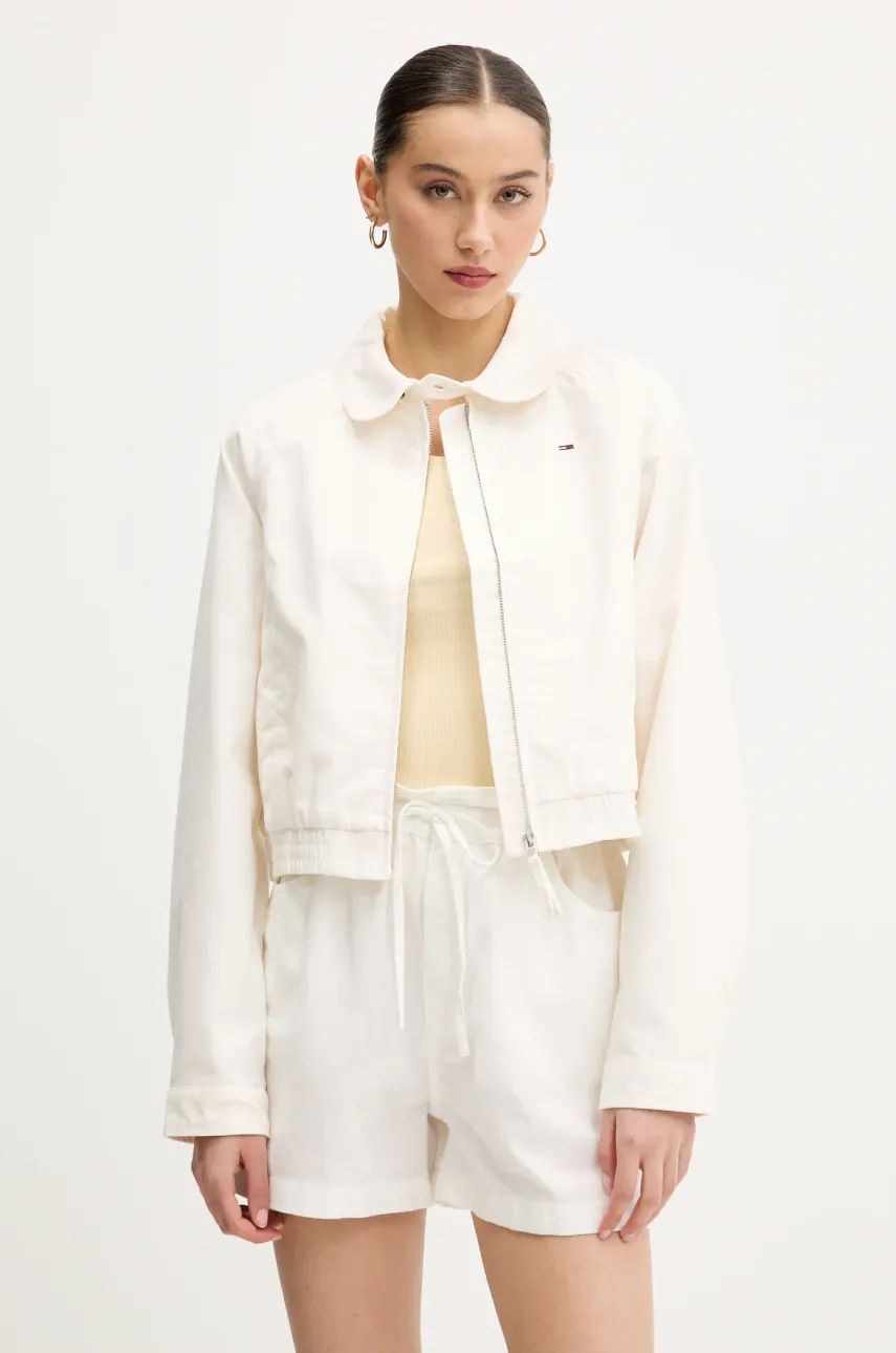 Levně Bunda Tommy Jeans béžová barva, přechodná, DW0DW20403