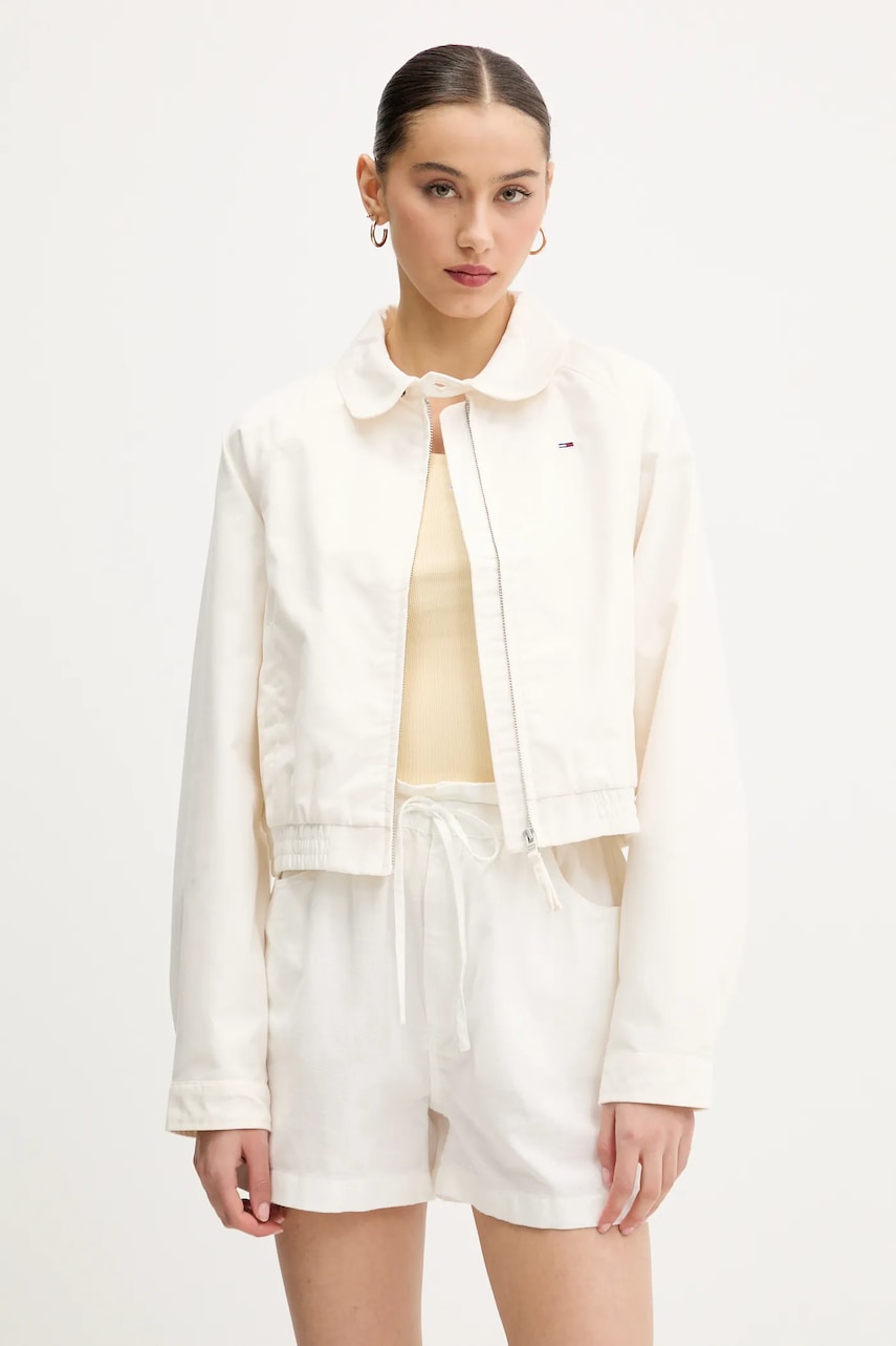 Tommy Jeans geacă culoarea bej, de tranzitie, DW0DW20403