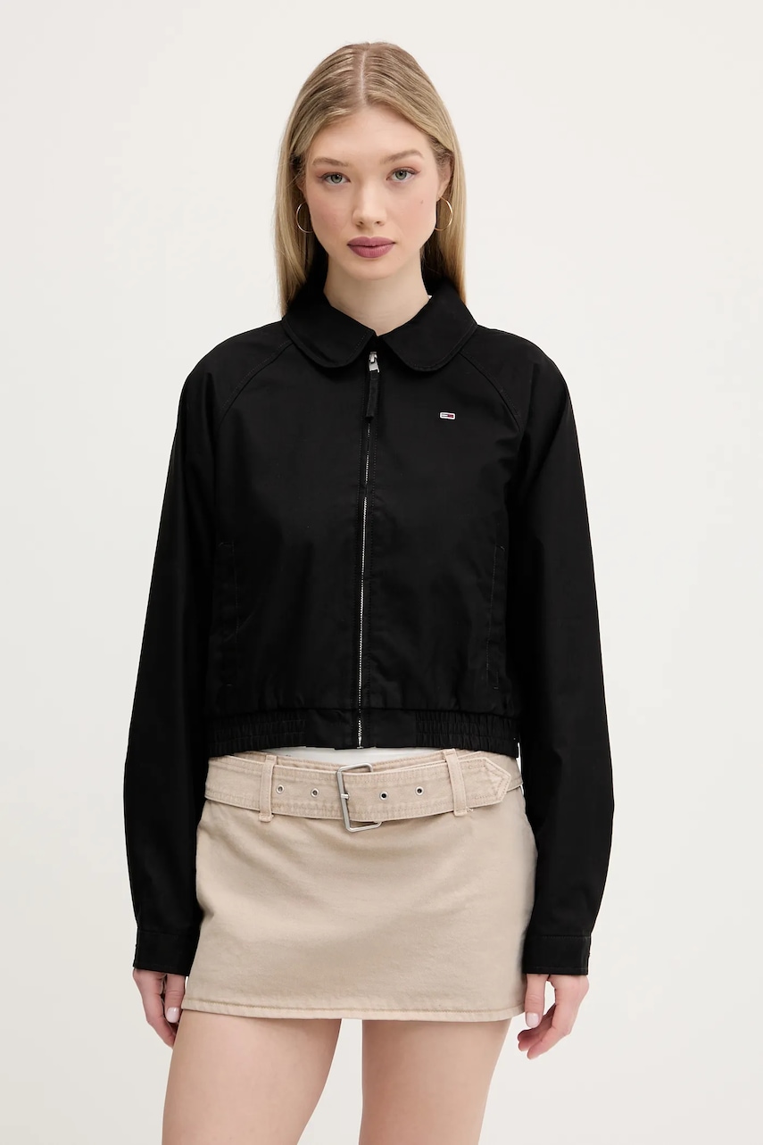 Tommy Jeans geacă culoarea negru, de tranzitie, DW0DW20403