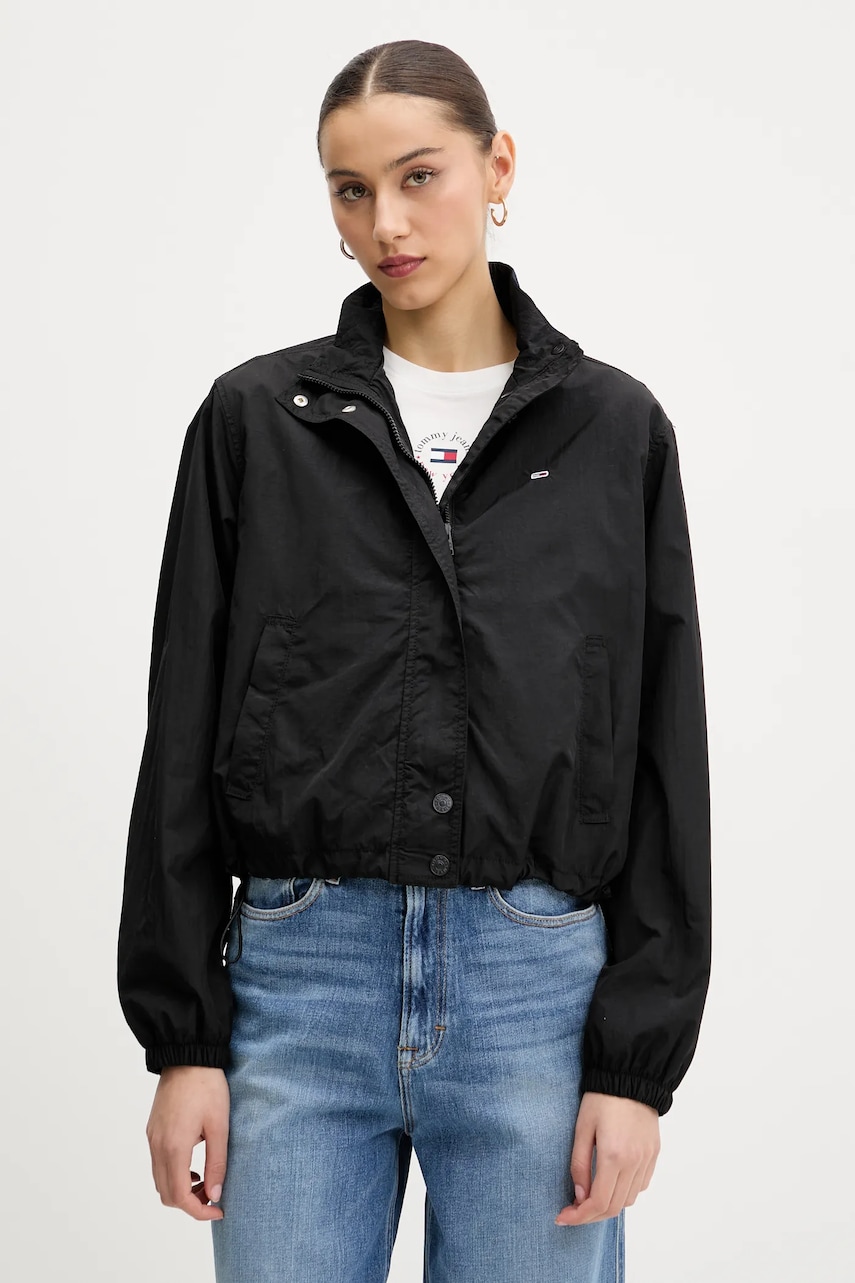 Tommy Jeans geaca culoarea negru, de tranzitie, oversize, DW0DW20439