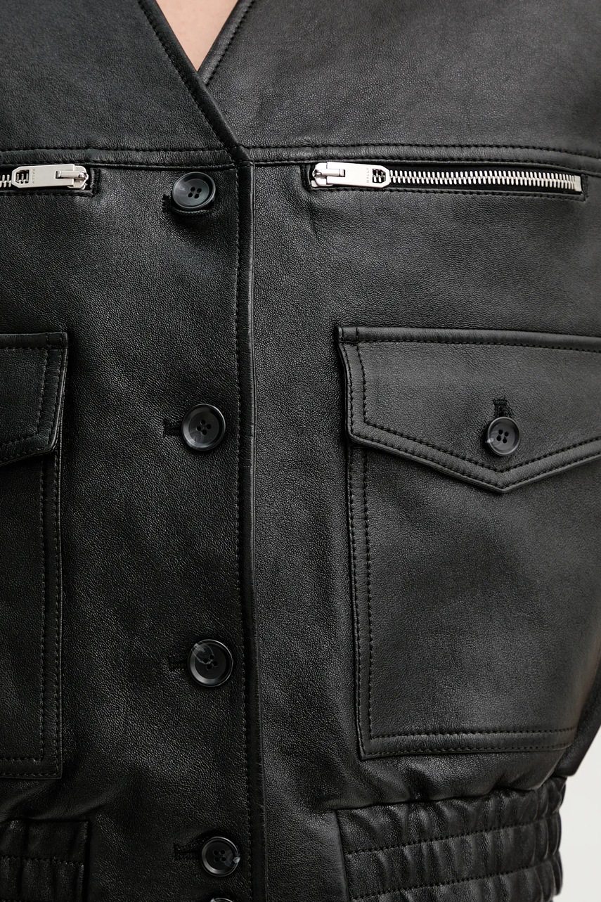 Δερμάτινο γιλέκο Bally γυναικείο, χρώμα: μαύρο, WLE06Q φωτογραφία