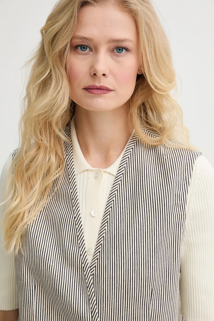 Βαμβακερό γιλέκο Sessun χρώμα: μπεζ, 25213012 φωτογραφία