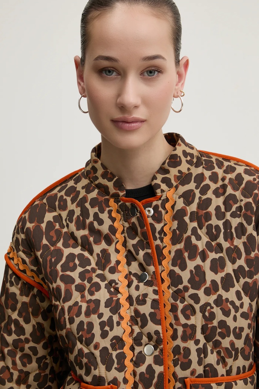 Двостороння куртка Never Fully Dressed жіноча колір зелений перехідна oversize NFDOU401 