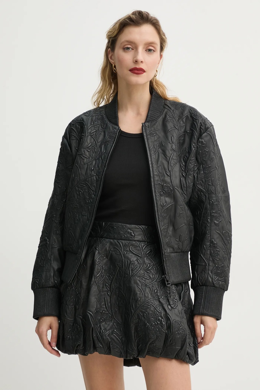 Δερμάτινο μπουφάν bomber MUNTHE FERRIL χρώμα: μαύρο, 251151525105 φωτογραφία