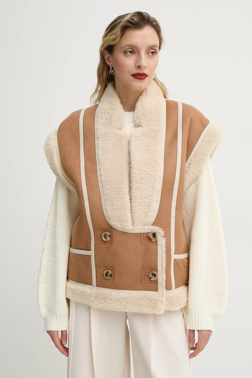 MUNTHE vesta FIKALY femei, culoarea bej, de tranzitie, 251152625117 MUNTHE vesta FIKALY femei, culoarea bej, de tranzitie, 251152625117