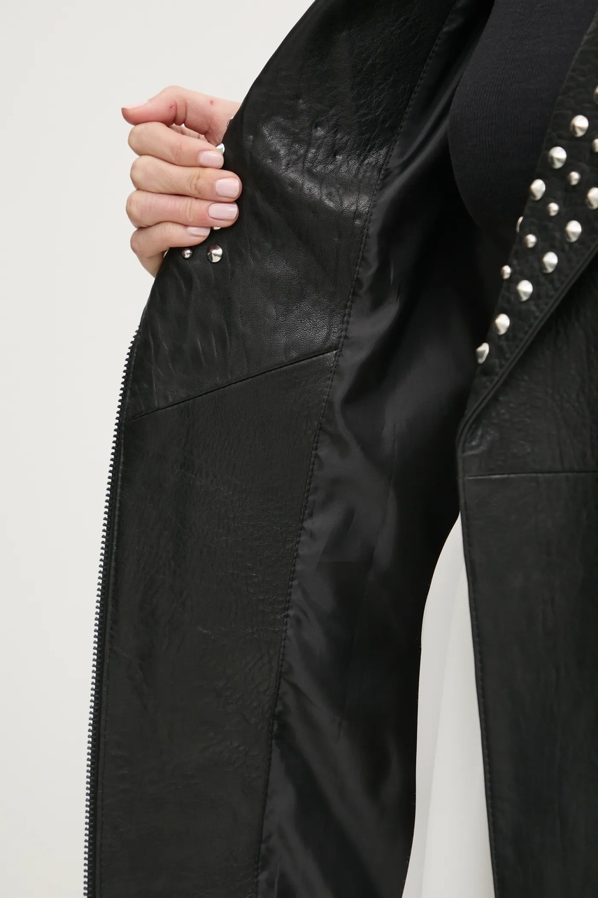 Δερμάτινο γιλέκο Bruuns Bazaar γυναικείο, χρώμα: μαύρο, BBW4350 φωτογραφία