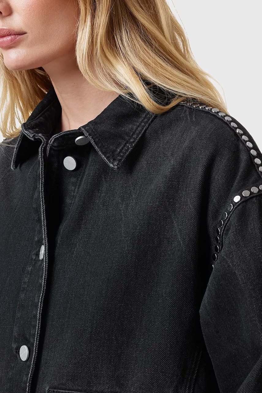 Джинсовая куртка AllSaints HETTIE цвет чёрный переходная oversize W089PC Джинсовая куртка AllSaints HETTIE цвет чёрный переходная oversize W089PC