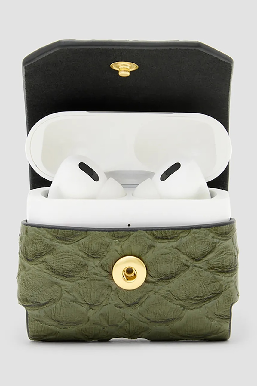 Кожаный футляр для airpod AllSaints AIRPOD цвет зелёный W274XC Кожаный футляр для airpod AllSaints AIRPOD цвет зелёный W274XC