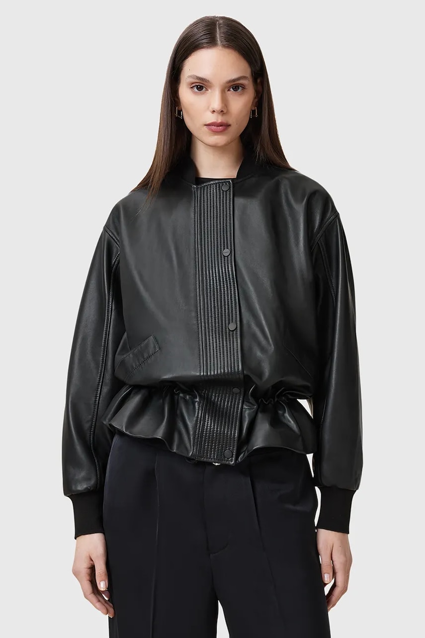 AllSaints geaca de piele SOFI culoarea negru, de tranzitie, W126LB