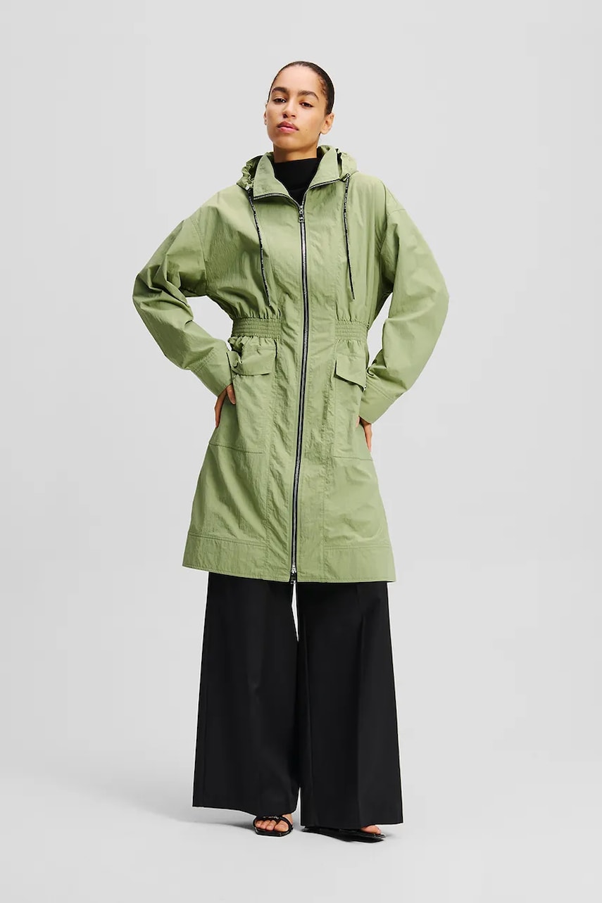 Karl Lagerfeld parka culoarea verde, de tranzitie, A2W15010