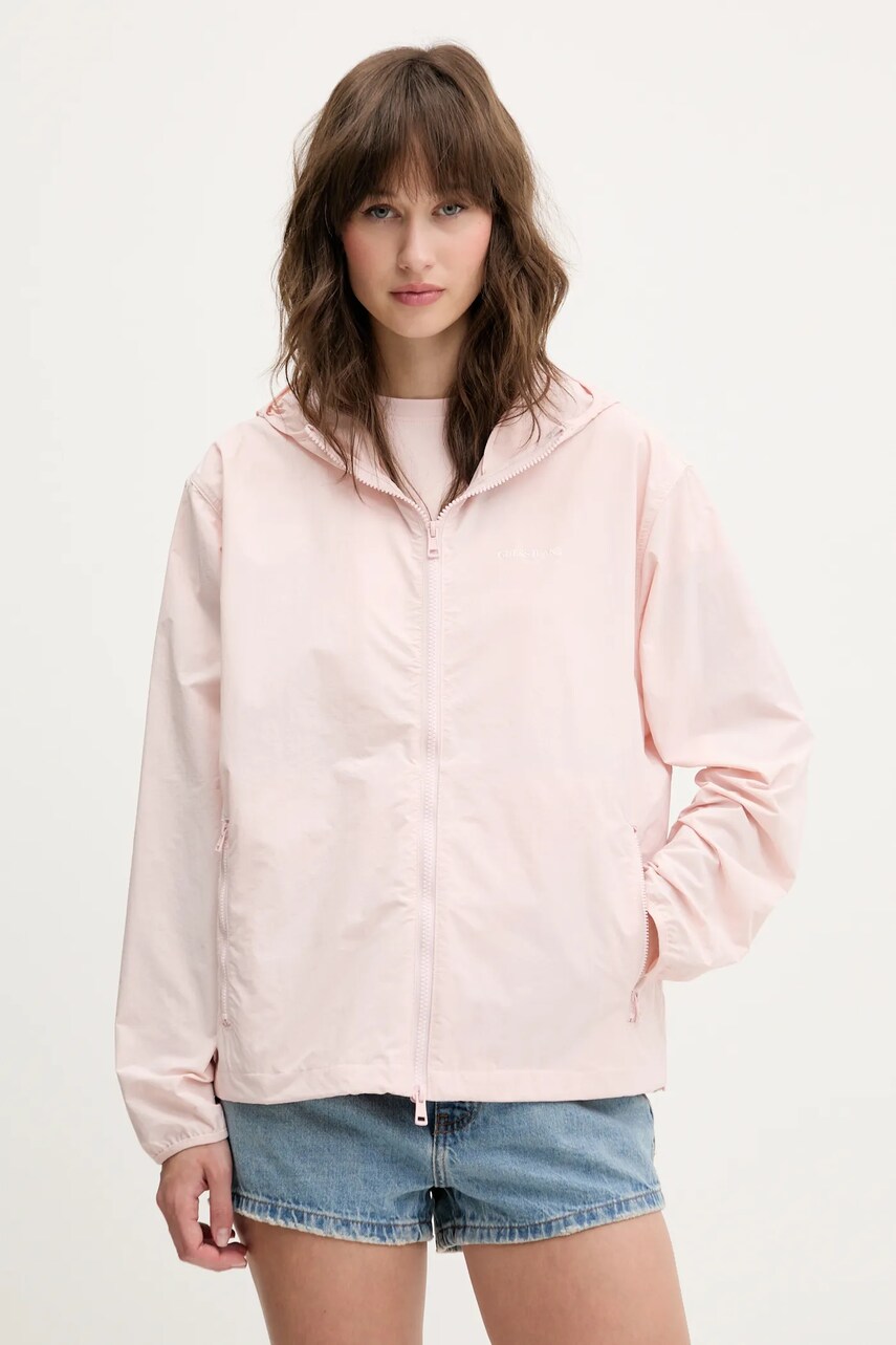 Levně Bunda Guess Jeans růžová barva, přechodná, W5GL29 WH8N2