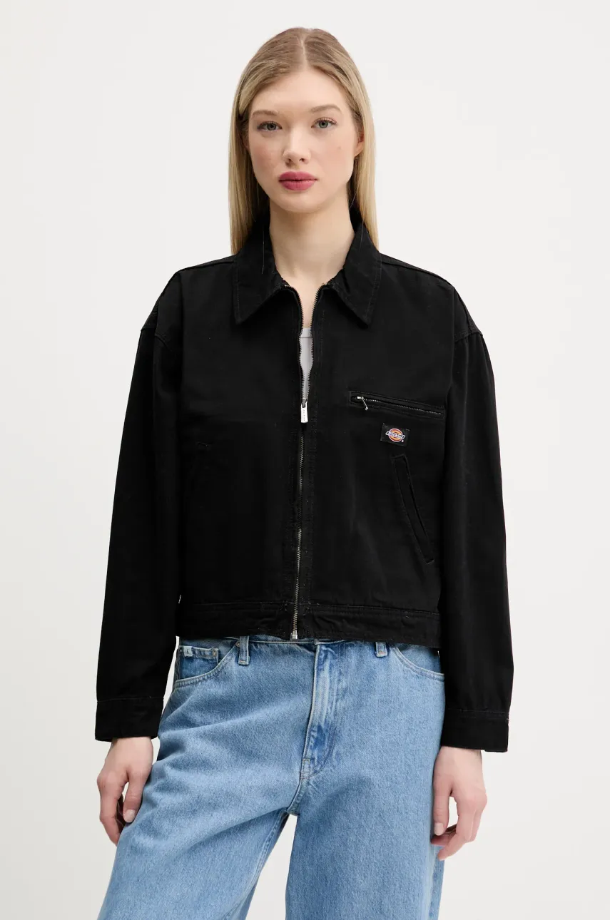 Dickies geacă din denim culoarea negru, de tranzitie, oversize, DK0A4Z77C401