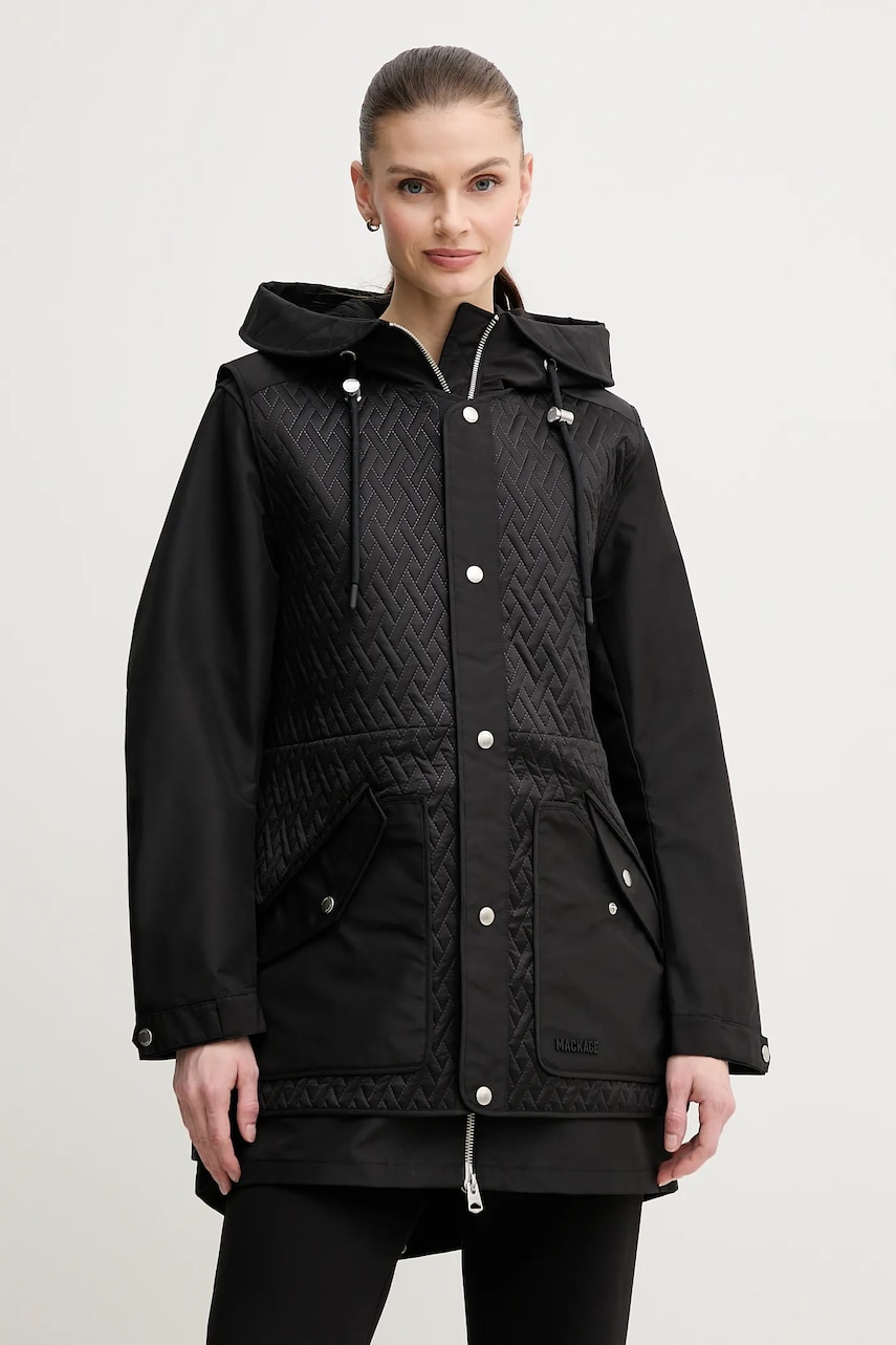 MACKAGE geaca femei, culoarea negru, de tranzitie, MELDA MACKAGE geaca femei, culoarea negru, de tranzitie, MELDA