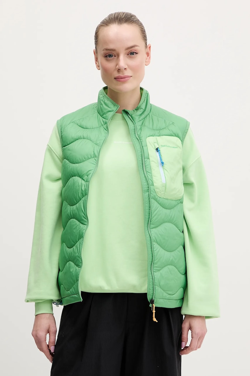 Peak Performance vestă Helium Utility femei, culoarea verde, de iarna, G80345 Peak Performance vestă Helium Utility femei, culoarea verde, de iarna, G80345