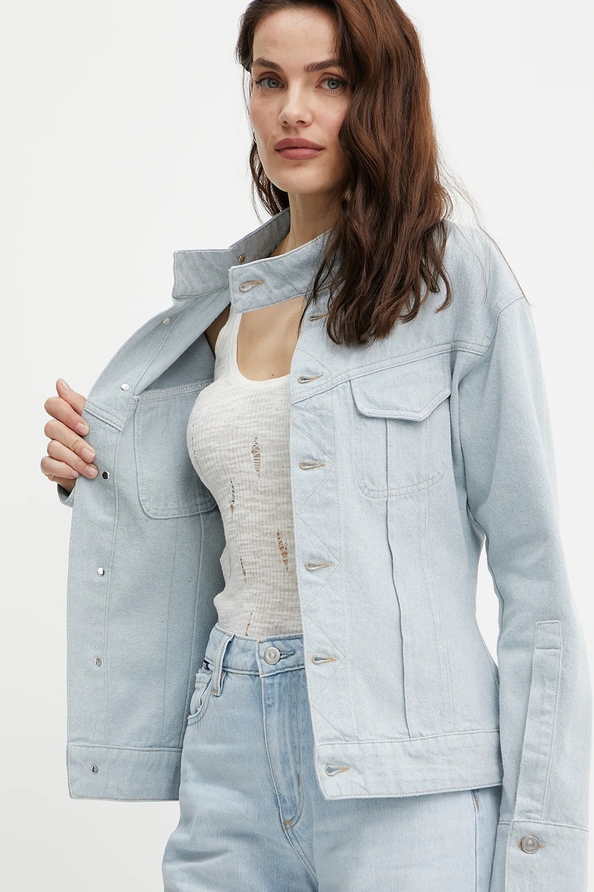 Τζιν μπουφάν Victoria Beckham χρώμα: μπλε, 1225DJK006219A φωτογραφία