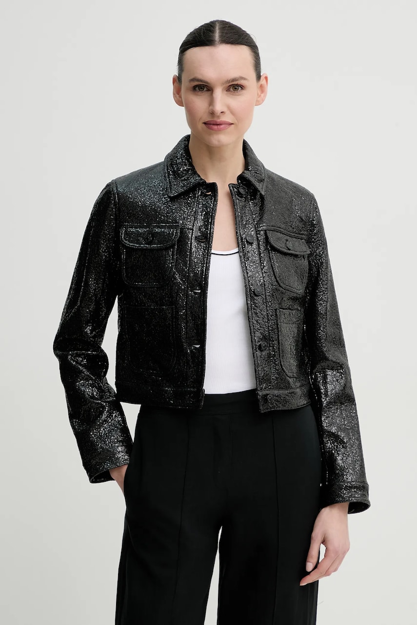 The Kooples geaca culoarea negru, de tranzitie, FBLO30018K