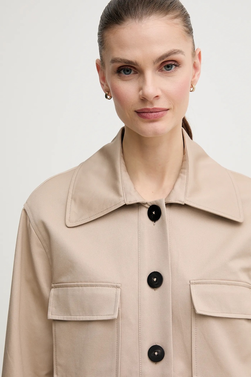 Βαμβακερό μπουφάν Pedro del Hierro χρώμα: μπεζ, 6759164 φωτογραφία