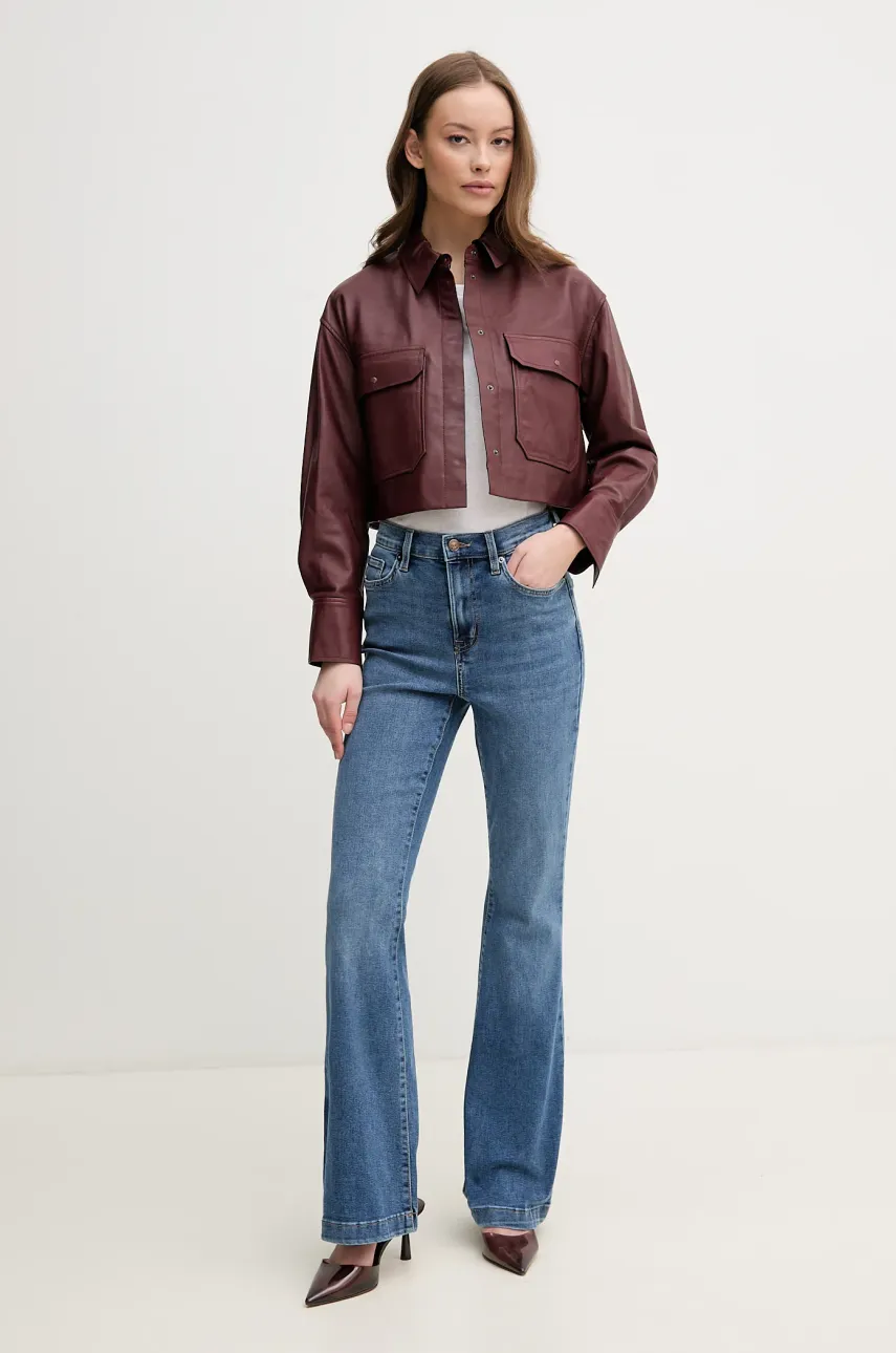 Кожаная куртка Pedro del Hierro женская цвет бордовый переходная oversize 5499137 Кожаная куртка Pedro del Hierro женская цвет бордовый переходная oversize 5499137