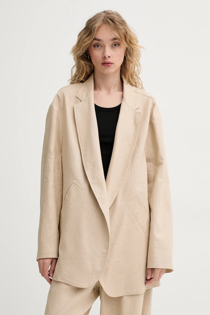 MMC STUDIO sacou culoarea bej, desfacut, uni, LINEN