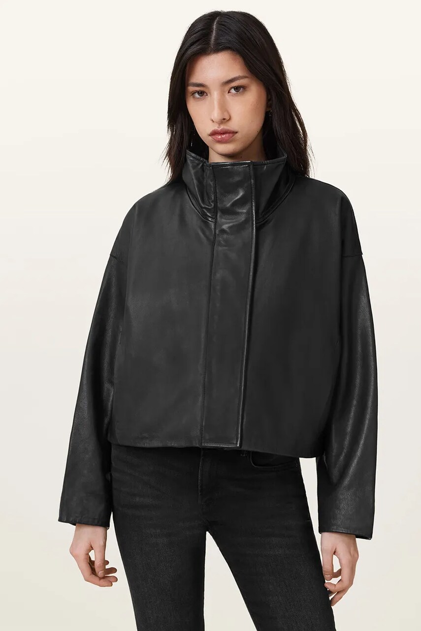 AllSaints geacă de piele RYDER culoarea negru, de tranzitie, W012LC
