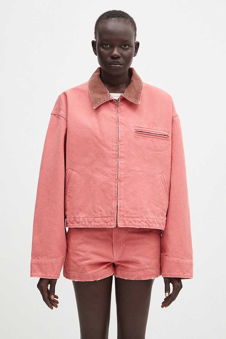 AMBUSH jachetă de bumbac Cropped Canvas Work Jacket culoarea portocaliu, de tranzitie, oversize, 12115367