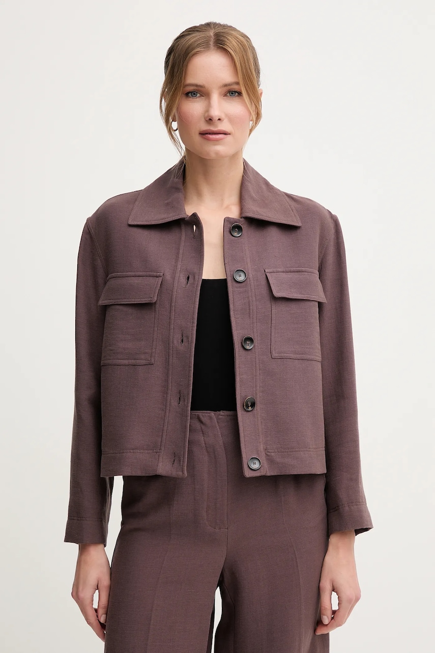 Pedro del Hierro geacă din amestec de in culoarea maro, de tranzitie, 6759177