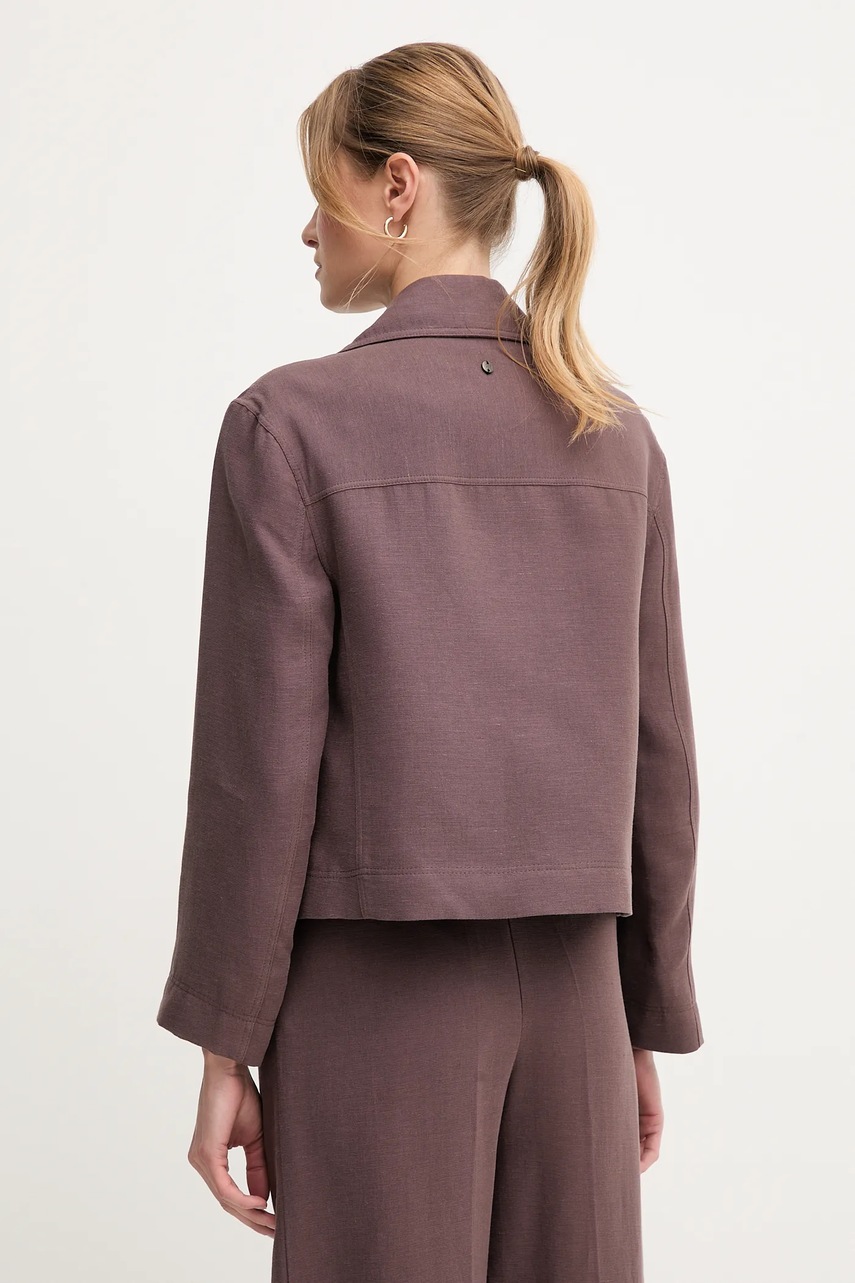 Σακάκι με λινό μείγμα Pedro del Hierro χρώμα: καφέ, 6759177 φωτογραφία