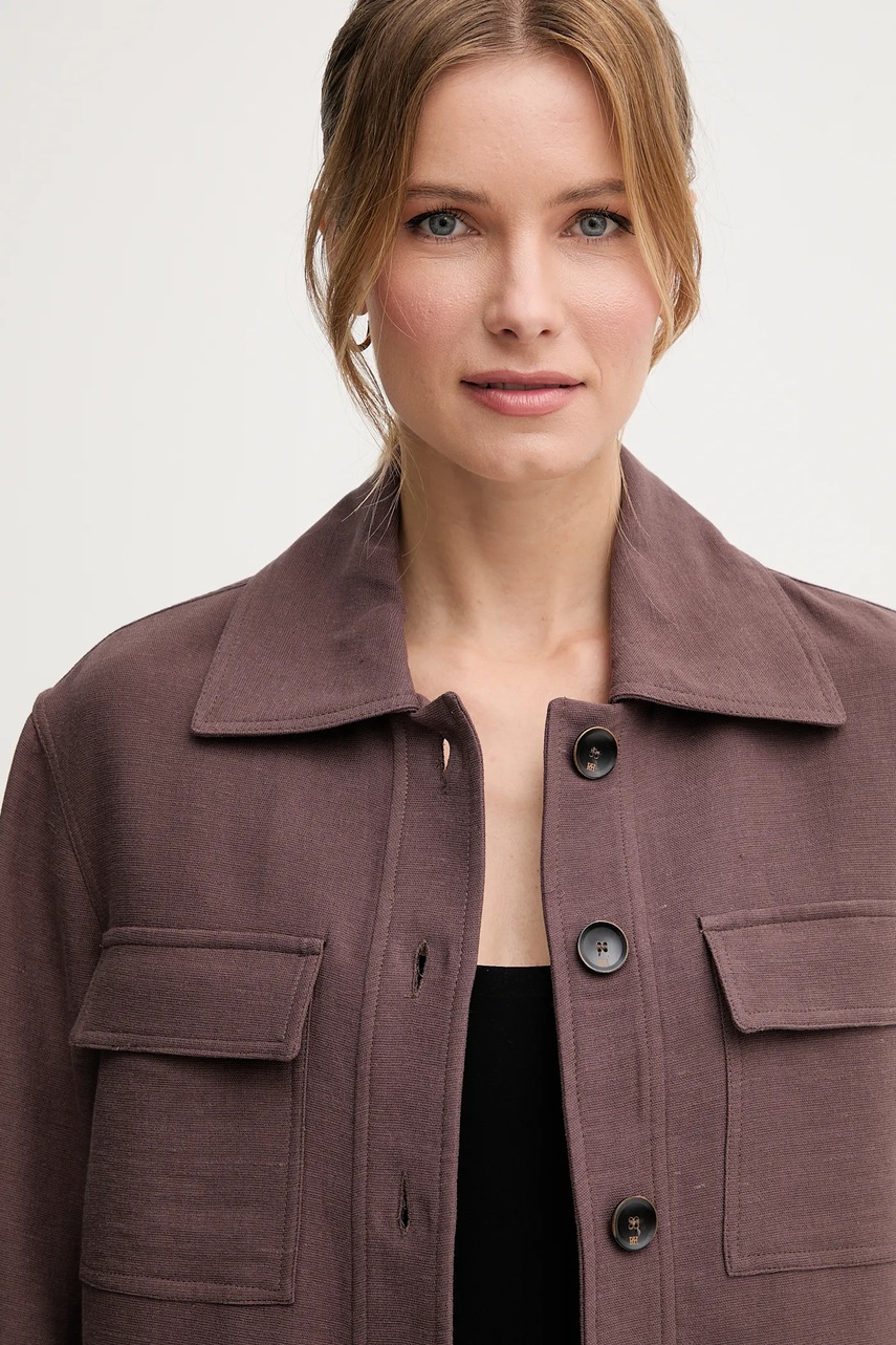 Σακάκι με λινό μείγμα Pedro del Hierro χρώμα: καφέ, 6759177 φωτογραφία