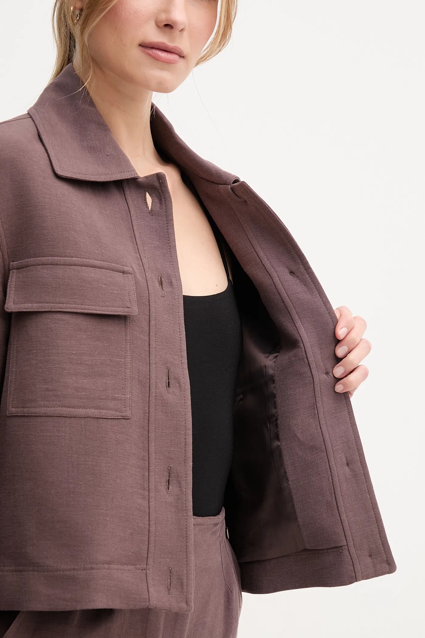 Σακάκι με λινό μείγμα Pedro del Hierro χρώμα: καφέ, 6759177 φωτογραφία