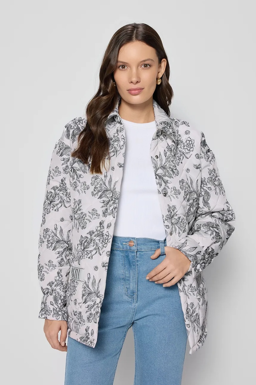 Bizuu geacă MARIN BANDO culoarea alb, de tranzitie, oversize, MARIN_BANDO_MULTIKOLOR_SS25