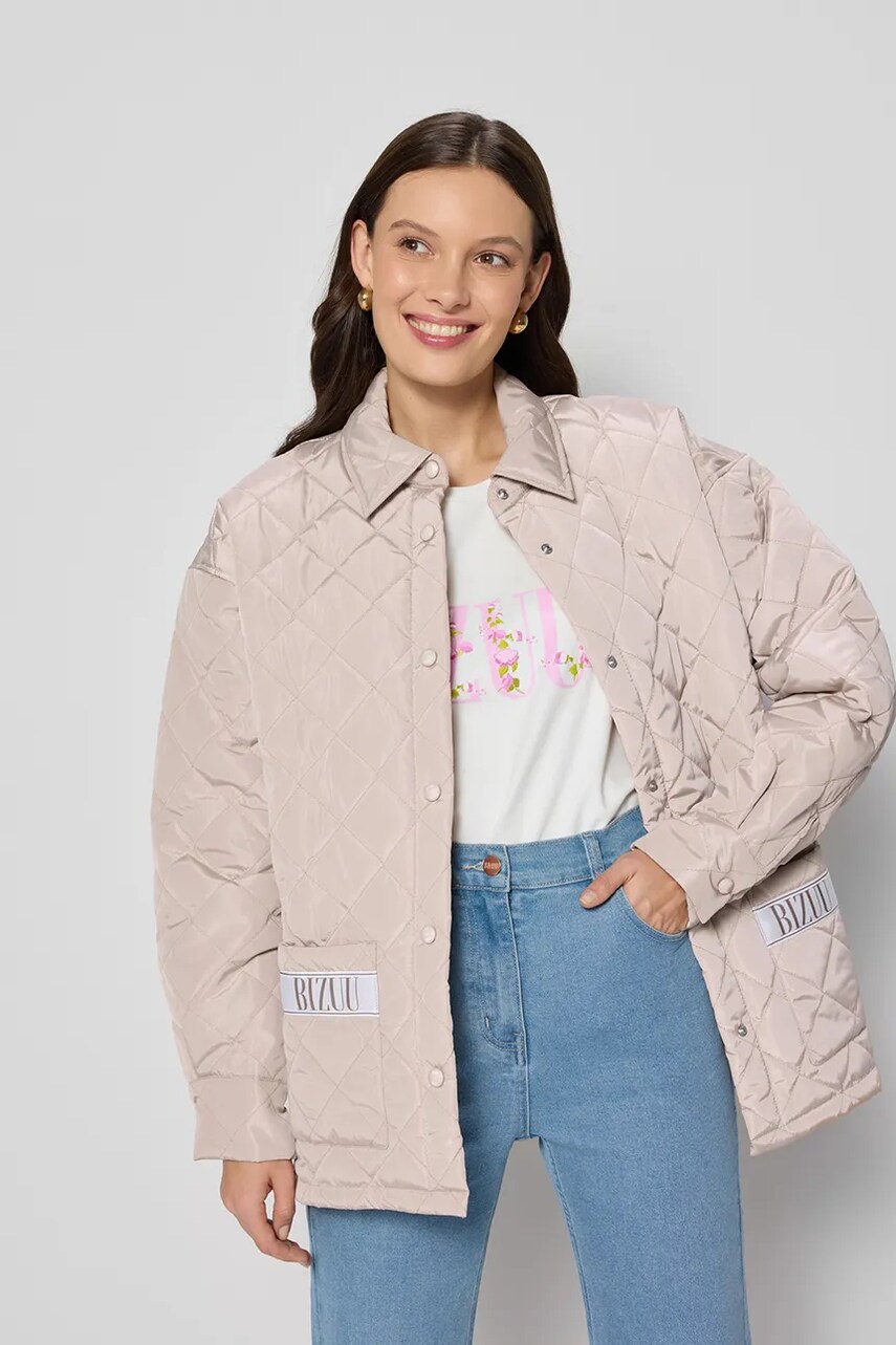 Bizuu geacă MARIN culoarea bej, de tranzitie, oversize, MARIN_BEŻOWY_SS25