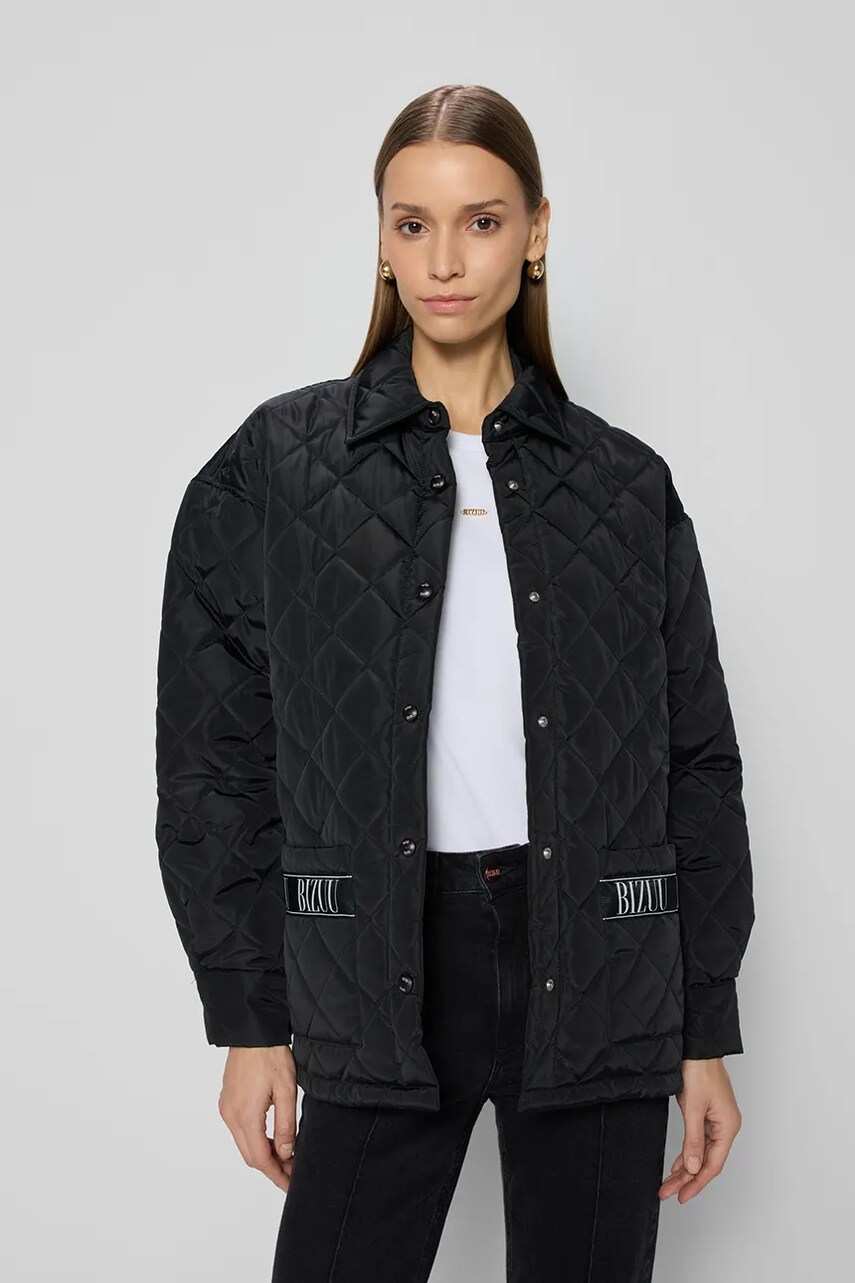 Bizuu geacă MARIN culoarea negru, de tranzitie, oversize, MARIN_CZARNY_SS25