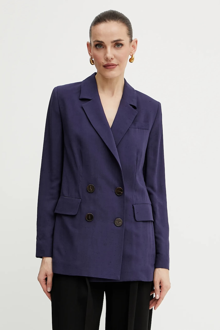Luisa Spagnoli sacou culoarea bleumarin, cu doua randuri de nasturi, uni, 542474