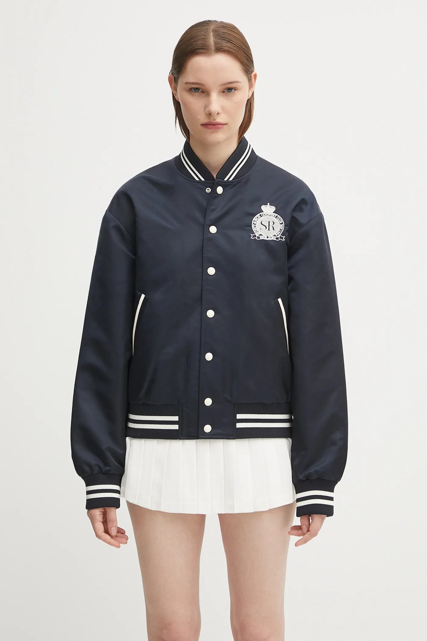 Bomber bunda Sporty & Rich Royal Club Nylon Varsity tmavomodrá barva, přechodná, OW030620219BL106