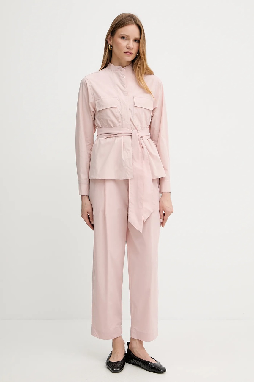 Хлопковая куртка-рубашка Weekend Max Mara цвет розовый переходная 2515041013600