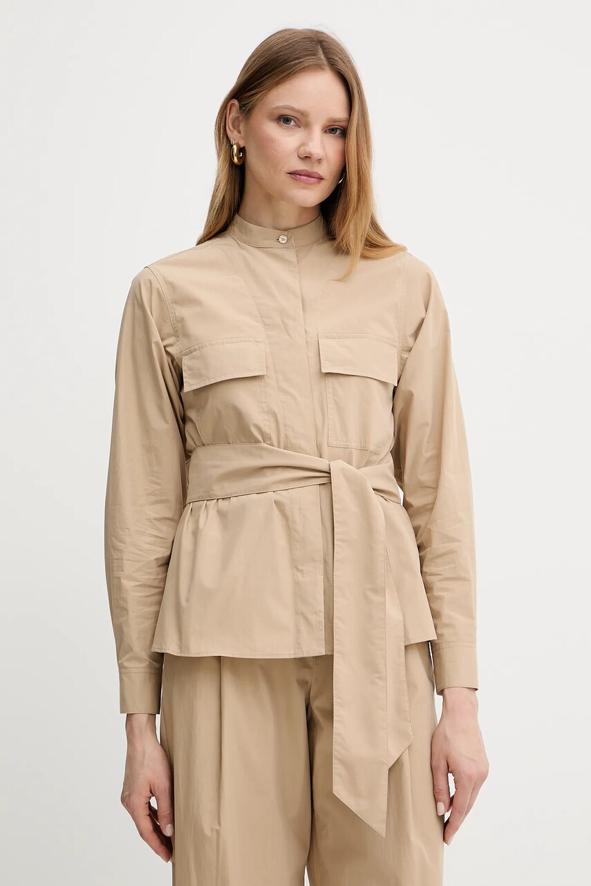 Weekend Max Mara jachetă de cămașă din bumbac culoarea bej, de tranzitie, 2515041013600