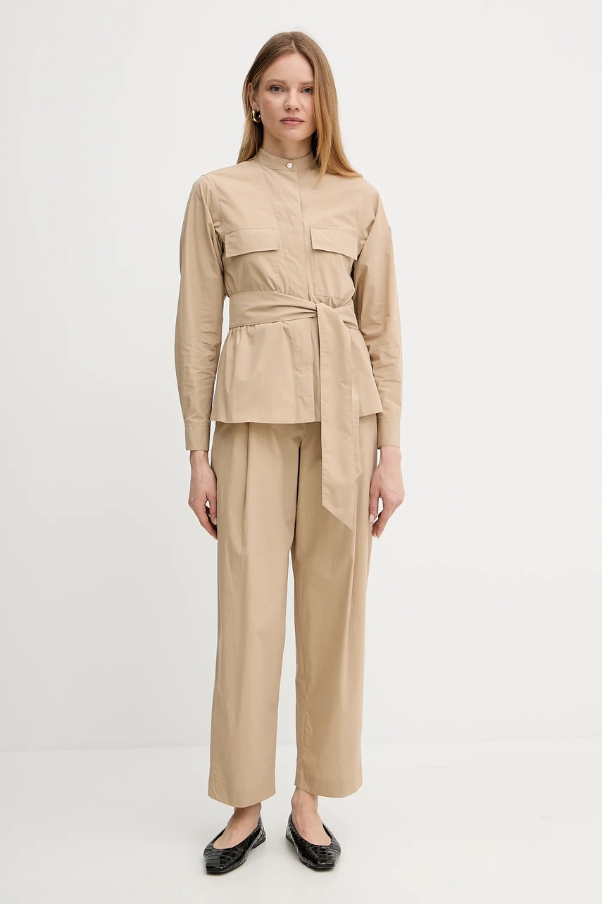 Хлопковая куртка-рубашка Weekend Max Mara цвет бежевый переходная 2515041013600