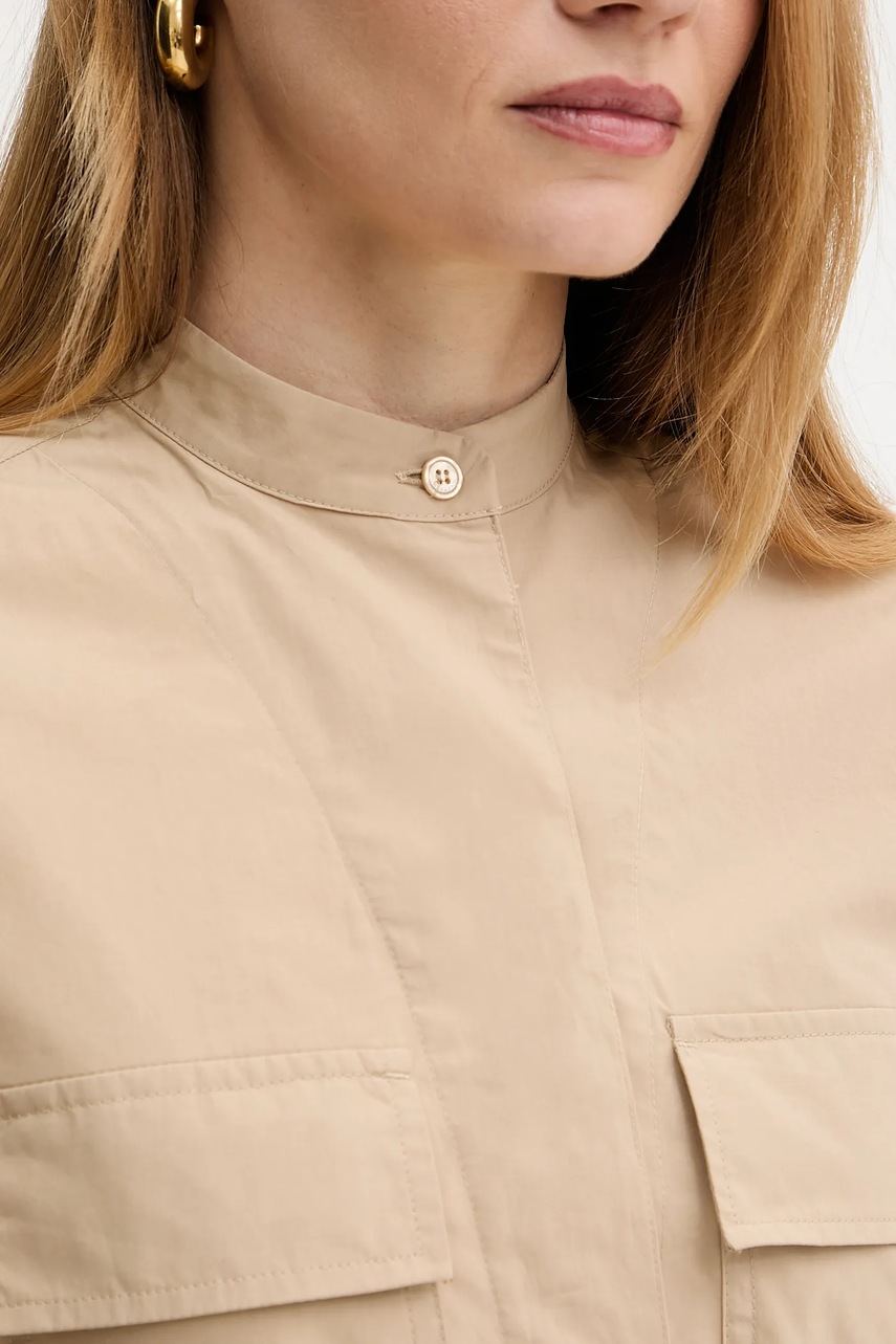 Βαμβακερό μπουφάν πουκάμισο Weekend Max Mara χρώμα: μπεζ, 2515041013600 φωτογραφία
