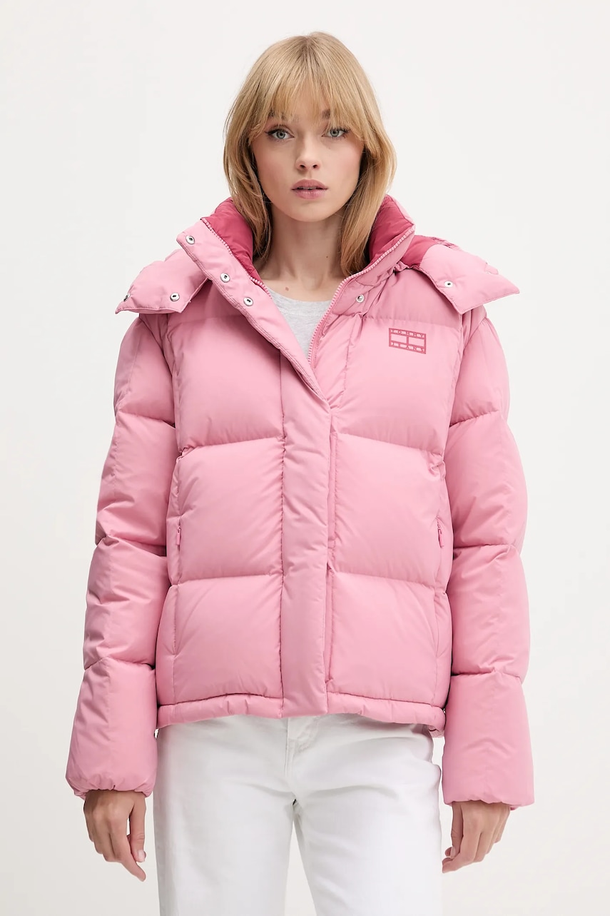Tommy Jeans geacă de puf culoarea roz, de iarna, DW0DW21623