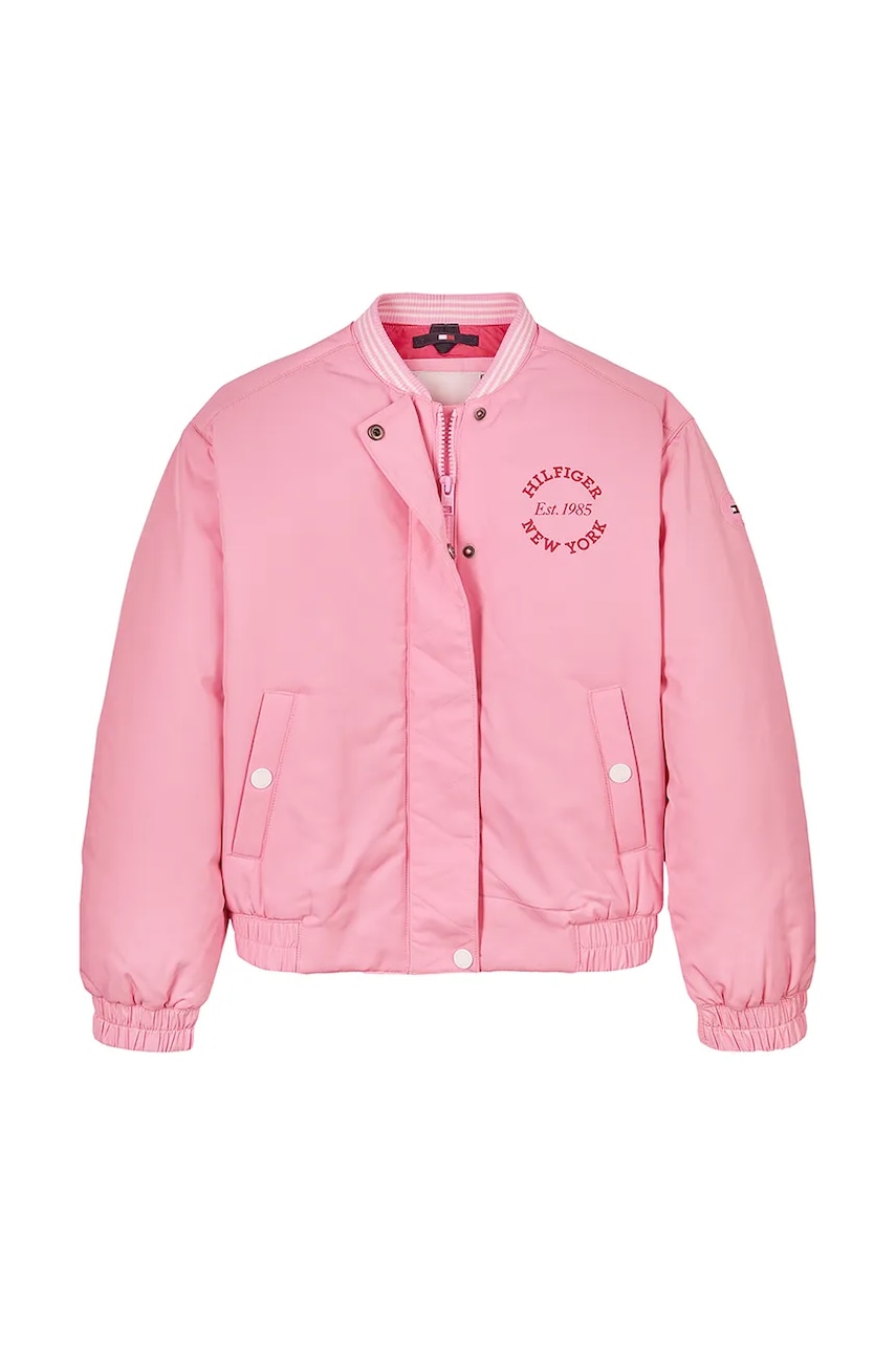 Детская куртка-бомбер Tommy Hilfiger цвет розовый KG0KG08312 Детская куртка-бомбер Tommy Hilfiger цвет розовый KG0KG08312