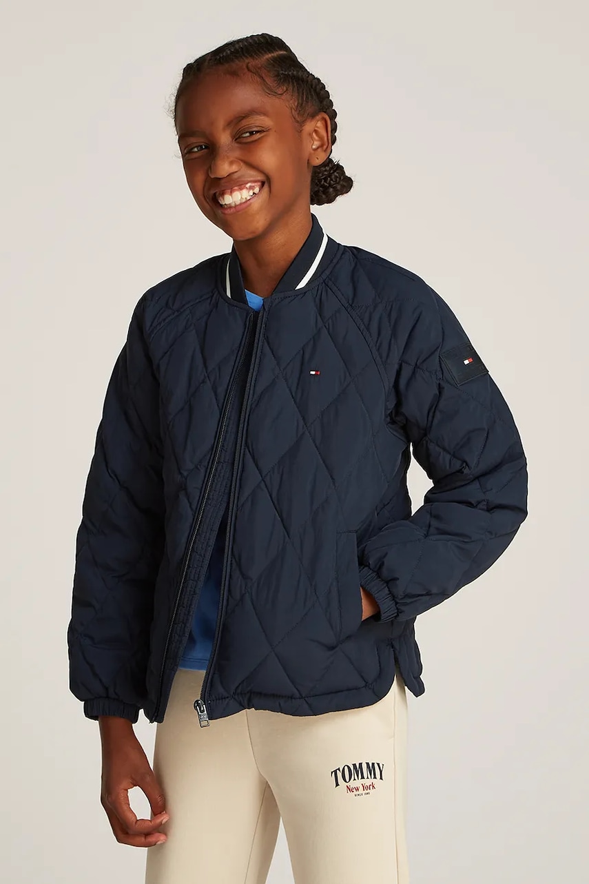 Levně Dětská bunda Tommy Hilfiger tmavomodrá barva, KS0KS00620