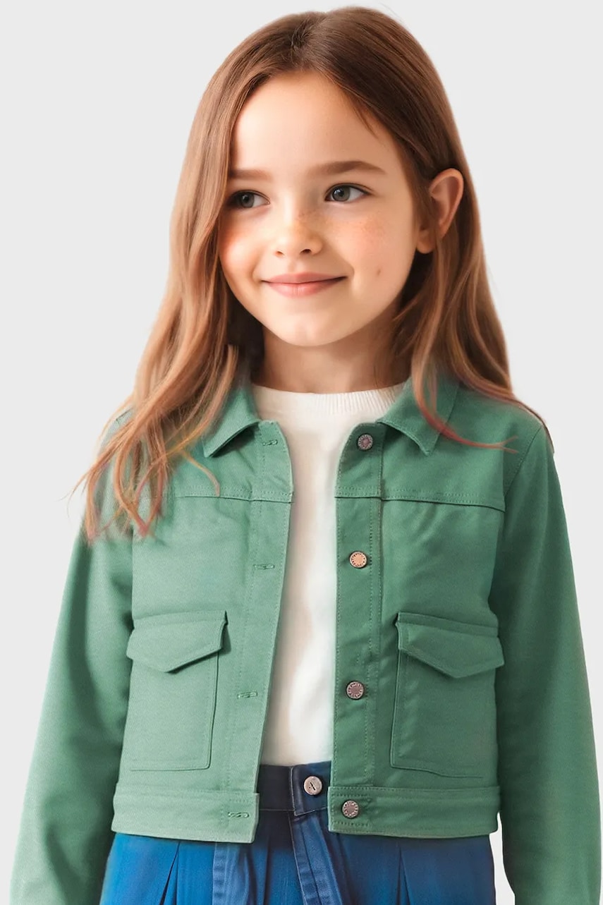 Mayoral geacă de bumbac pentru copii culoarea verde, 3407