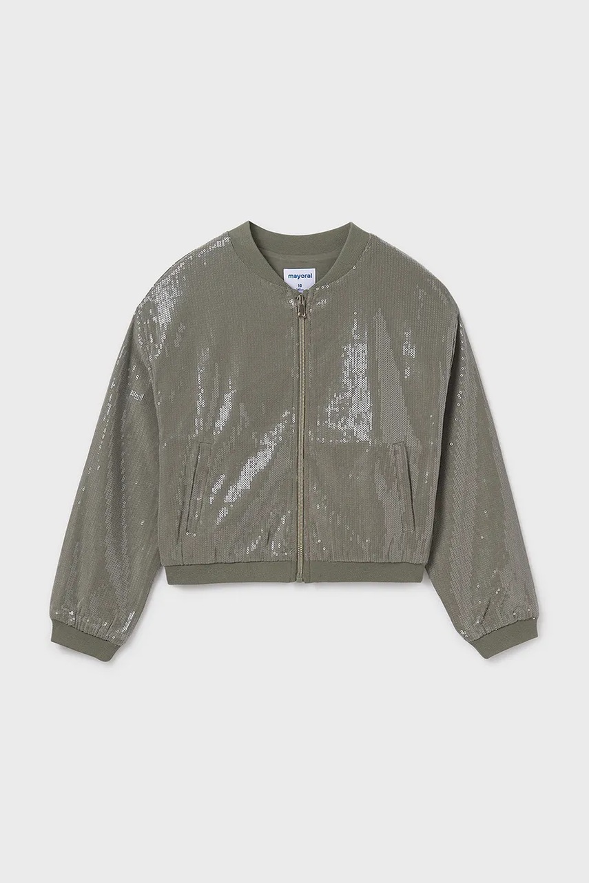 Дитяча куртка-бомбер Mayoral колір зелений 6403