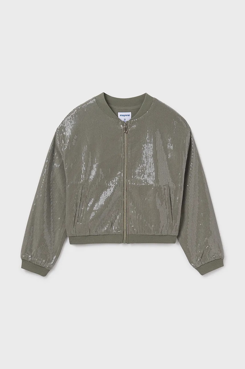 Детская куртка-бомбер Mayoral цвет зелёный 6403 Детская куртка-бомбер Mayoral цвет зелёный 6403