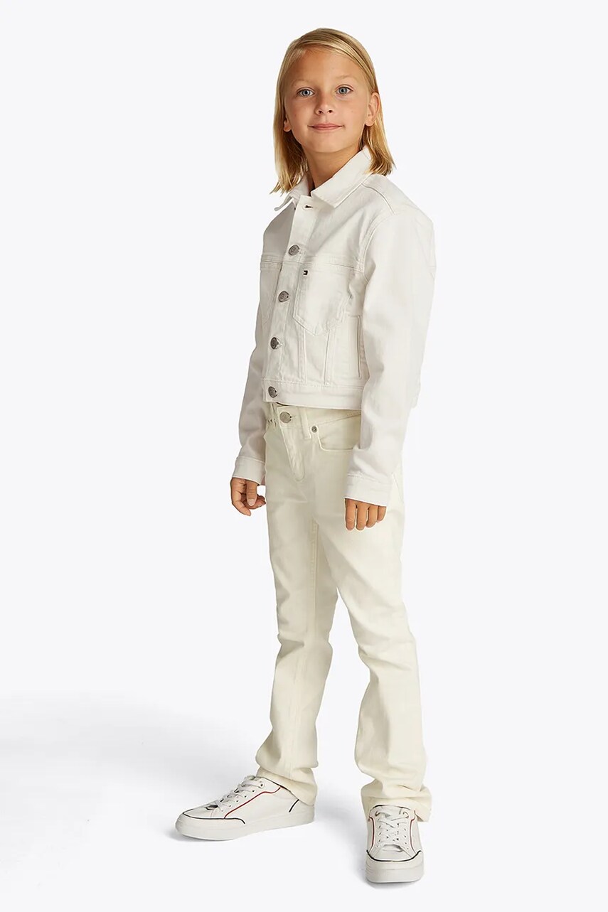 Levně Dětská bunda Tommy Hilfiger bílá barva, KG0KG08434