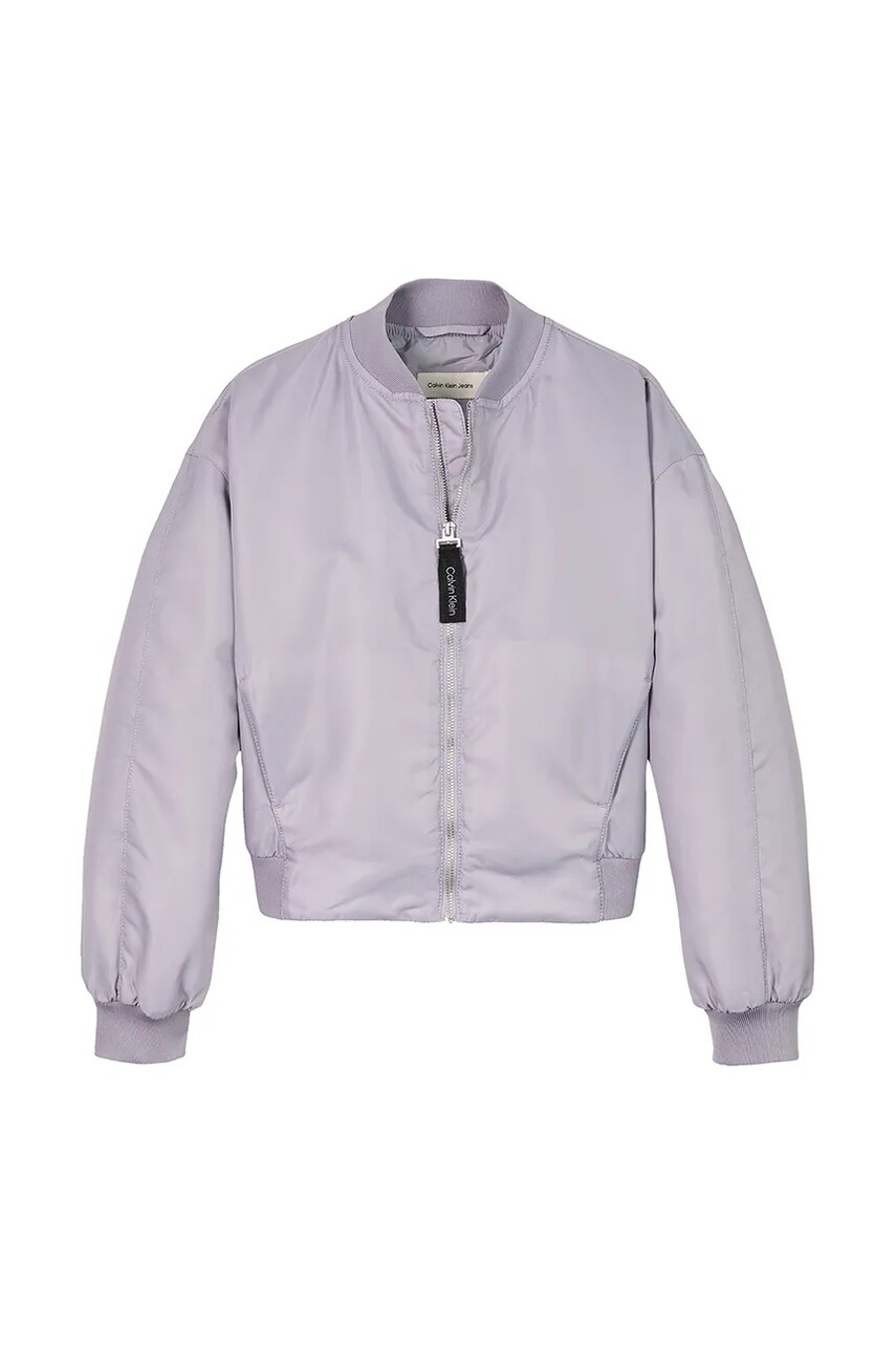 Levně Dětská bomber bunda Calvin Klein Jeans fialová barva, IG0IG02956