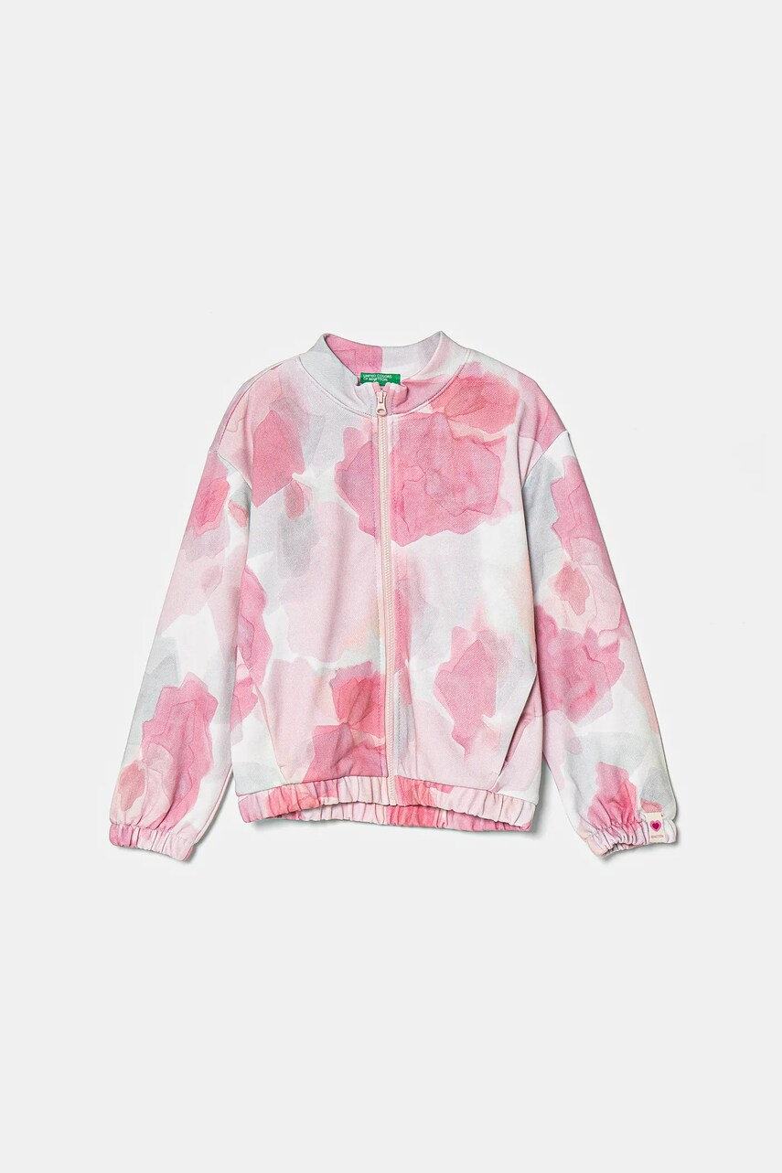 United Colors of Benetton hanorac de bumbac pentru copii culoarea roz, modelator, 35UJG503S