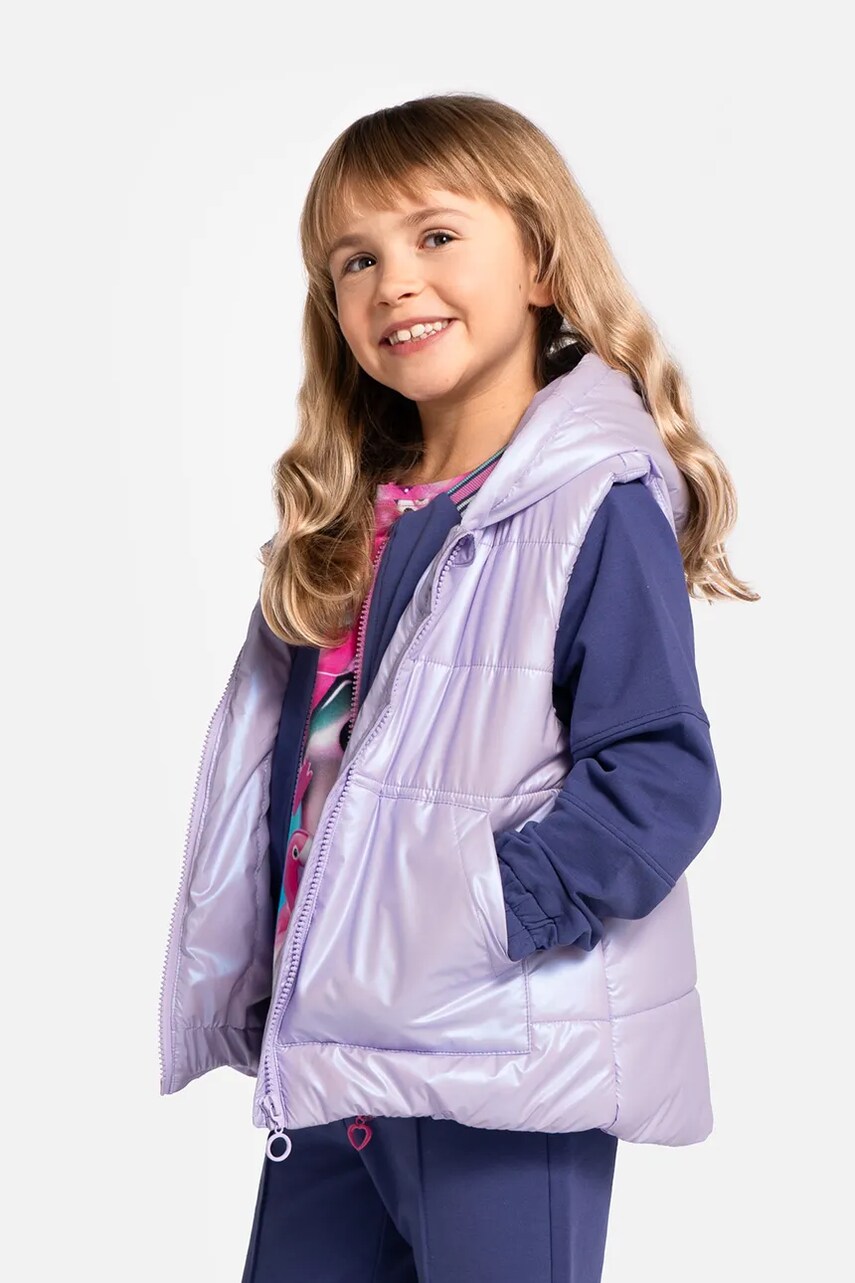 Coccodrillo vesta copii culoarea violet, OUTERWEAR GIRL KIDS Coccodrillo vesta copii culoarea violet, OUTERWEAR GIRL KIDS
