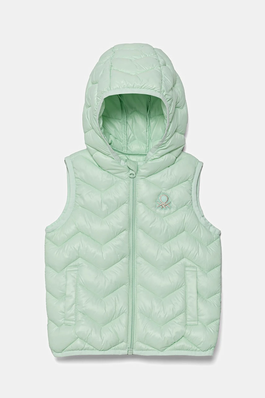 United Colors of Benetton vestă copii culoarea verde, 21INGJ00H United Colors of Benetton vestă copii culoarea verde, 21INGJ00H